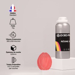 Résine 3D Grossiste 3D Standard Translucide Rouge 1kg