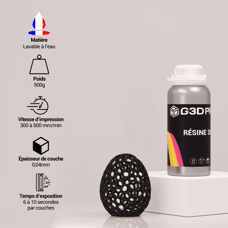 NOVA3D Résine Ultra Claire Lavable à L'Eau 1000g - Résine Photopolymère Transparente Haute Précision Pour Imprimante 3D