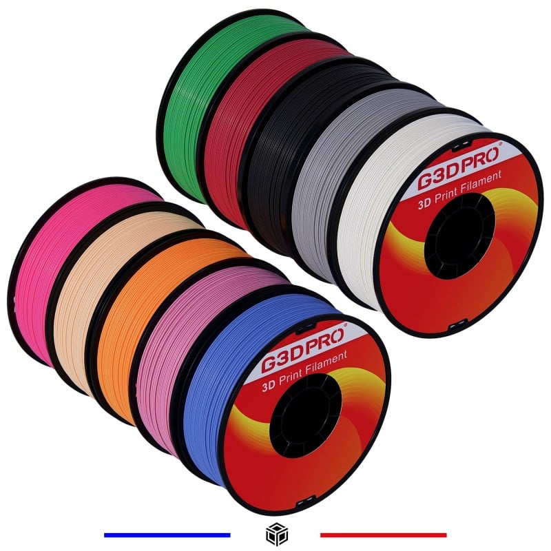 Pack 10 filaments 3D Mystères PLA G3D PRO® 1.75MM 1 Kg - Grossiste 3D Pack 10 filaments 3D Mystères PLA G3D PRO® 1.75MM 1 Kg - Grossiste 3D
