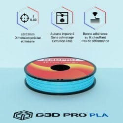 Fil 3D PLA Bleu Turquoise pour Imprimante 3D - G3D PRO