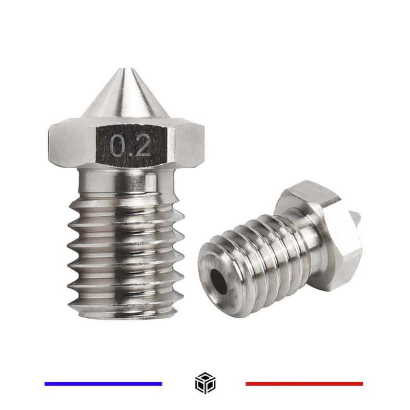 Buse 0,25mm E3D V6 V5 1,75mm Acier Inoxydable (idéal pour fil 3D fibré) Buse 0,25mm E3D V6 V5 1,75mm Acier Inoxydable (idéal pour fil 3D fibré)