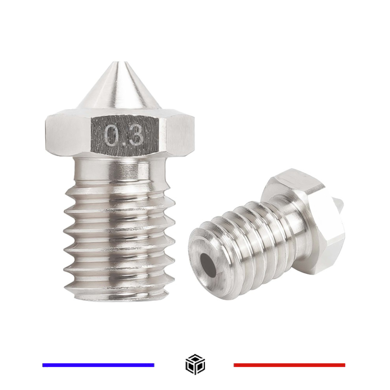 Buse 0,3mm E3D V6 V5 1,75mm Acier inoxydable pour filament chargé en carbone Buse 0,3mm E3D V6 V5 1,75mm Acier inoxydable pour filament chargé en carbone