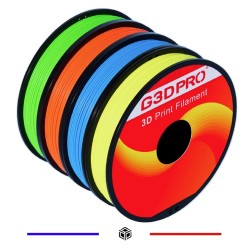 Pack Filament PLA Fluo 4×500g 1.75mm | Jaune, Bleu, Vert et Orange