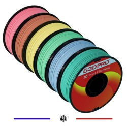 PACK PLA PASTEL 1 KG 1.75mm Bleu bébé - Cyan - Jaune Poussin - Rose Dragé - Orange Pêche - Vert Menthe