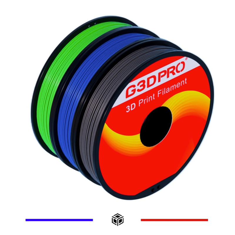 Pack Fil 3D ABS G3D PRO - Dark Gris, Bleu, Vert 500G Pack Fil 3D ABS G3D PRO - Dark Gris, Bleu, Vert 500G