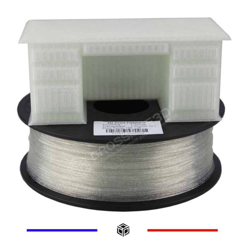Filament 3D paillette transparent PLA 1.75 mm