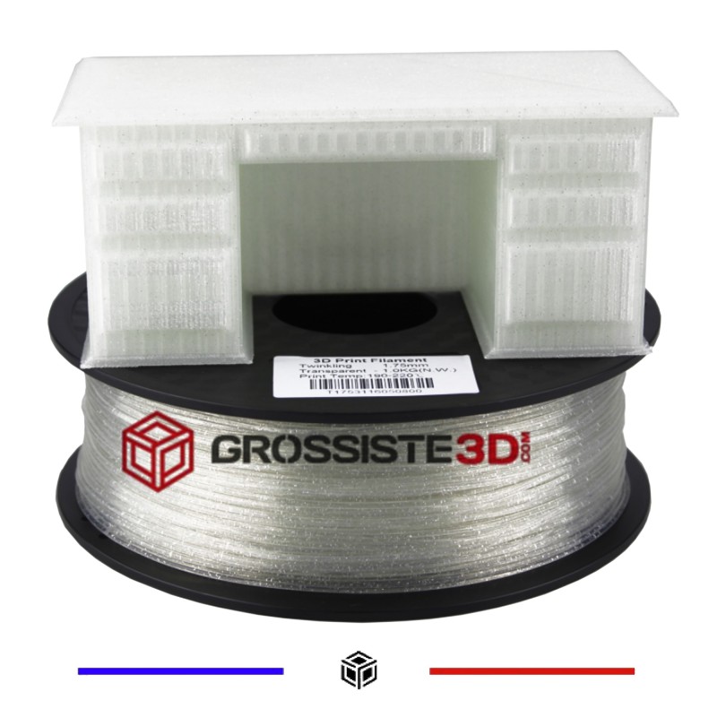 Filament 3D 2.85 mm paillette transparent PLA