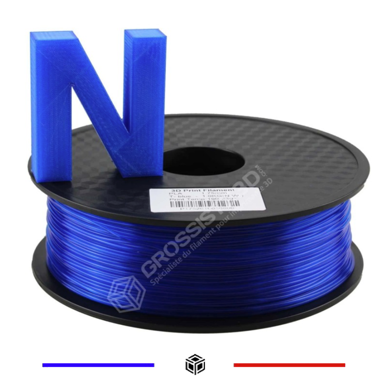 Filament PLA Translucide Bleu 2.85 mm – 1 Kg – Finition mi-transparent Filament PLA Translucide Bleu 2.85 mm – 1 Kg – Finition mi-transparent