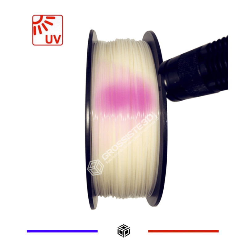 Filament 3D PLA Photosensible 500g Blanc au Rose 1.75mm Filament 3D PLA Photosensible 500g Blanc au Rose 1.75mm