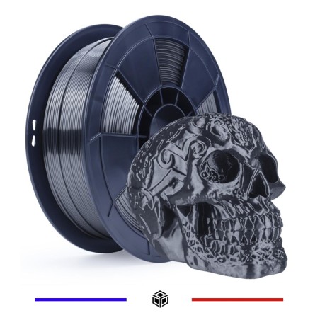 Filament 3D Silk Glossy 1 Kg Argent Noir 1.75 mm