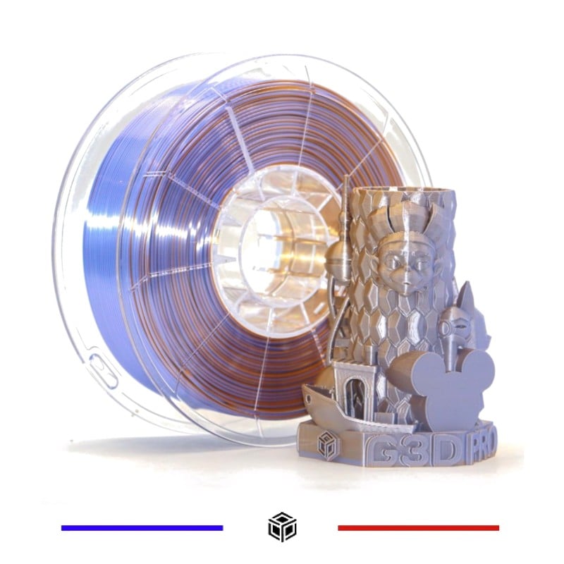Fil 3D PLA BICOLORE SILK GLOSSY PLATINE 1 Kg 1.75 mm Or Lavande Fil 3D PLA BICOLORE SILK GLOSSY PLATINE 1 Kg 1.75 mm Or Lavande