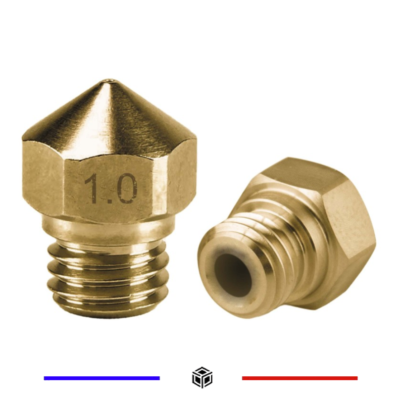 Buse 1,0 mm MK10 M7 Laiton – Impression 3D – Débit important