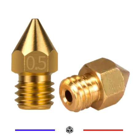 Buse extrusion laiton MK8 0,5mm PLAT