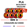 Lot de 8 bobines de filament 3D Bicolor/tricolore pour imprimante 3D - couleurs au choix - 1kg - 1,75mm