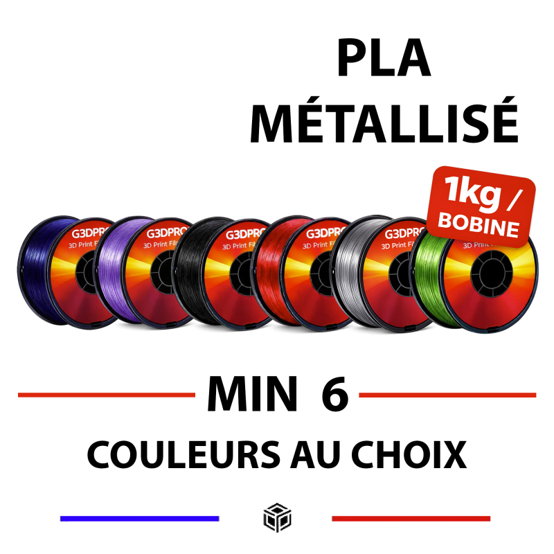 Lot de 6 bobines de filament pour imprimante 3D PLA Métallisé - 1,75mm - 1KG