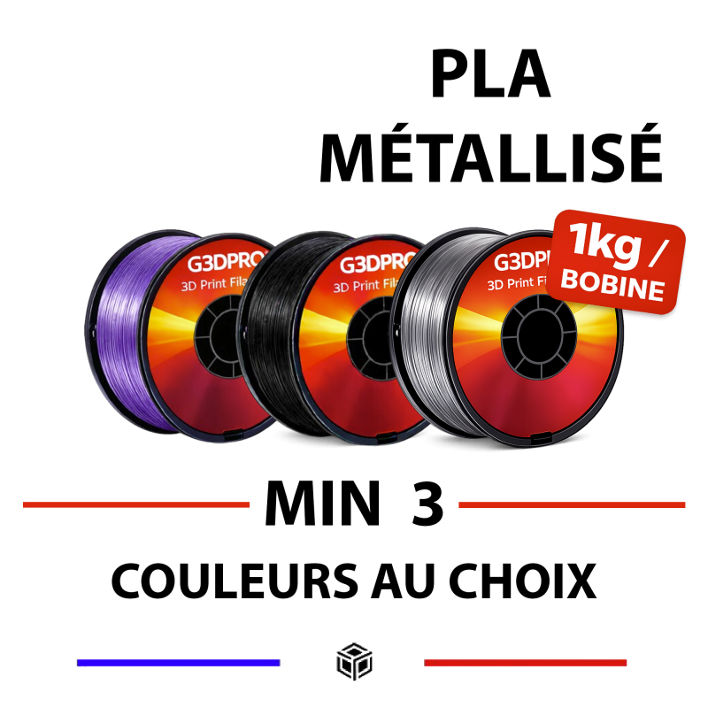 Lot de 3 bobines de filament 3D PLA Métallisé au choix - 1,75mm - 1kg