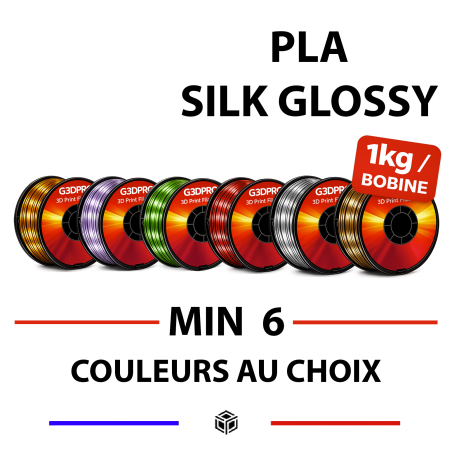 Lot de 6 bobines PLA Silk Glossy à choisir - 1,75mm - 1kg