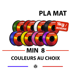 Lot de 8 bobines de filaments pour imprimante 3D - Finition MAT - PLA - Couleurs au choix