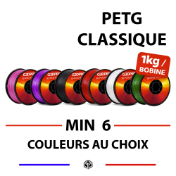 Lot de 6 bobines de PETG en 1,75mm - couleurs au choix