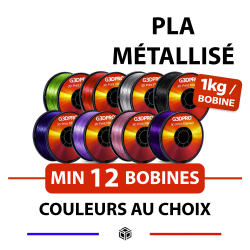Lot de 12 bobines de 1kg PLA Métallisé - 1,75mm - couleurs au choix