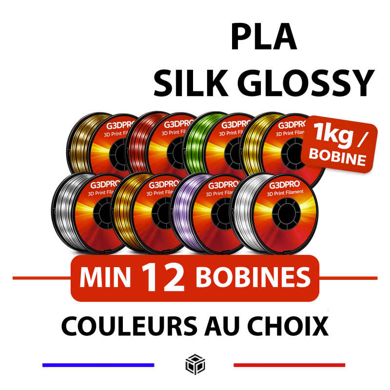 Fil 3D soyeux, lot de 12 bobines de 1kg en 1,75mm PLA Fil 3D soyeux, lot de 12 bobines de 1kg en 1,75mm PLA