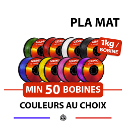 Pack gros volume - 50*1kg de filament pour imprimante 3D - PLA Mat - 1,75mm - couleurs variées à choisir