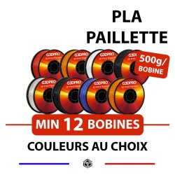 Pack de 6 kg de matière PLA Paillette pour imprimante 3D - 500g*12 - 1,75mm - couleurs au choix