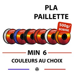 Lot de PLA Paillette 0,5kg - 3 bobines - couleurs au choix - 1,75mm