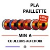 Lot de PLA Paillette 0,5kg - 3 bobines - couleurs au choix - 1,75mm