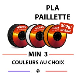 Pack 3 couleurs de PLA Paillette - couleurs au choix - bobines de 500g - 1,75mm