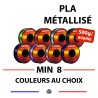 Lot de 8 bobines de filament 3D PLA Métallisé - format 500 grammes - 1,75mm - couleurs variées et au choix
