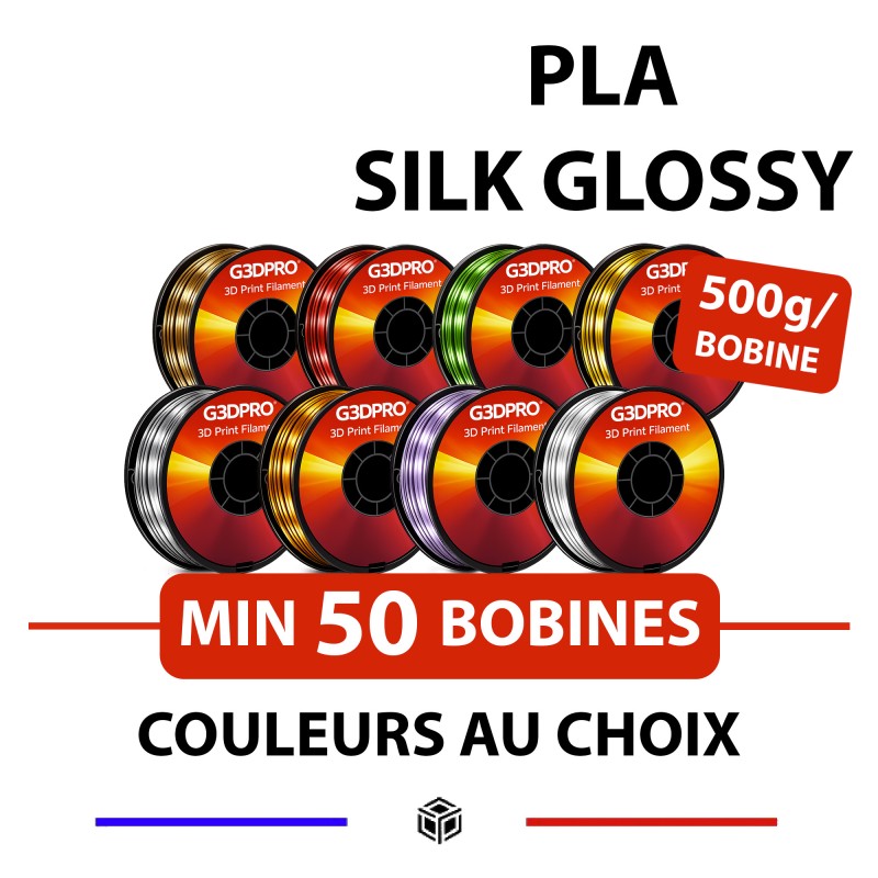 Pack pour revendeur de filament pour imprimante 3D PLA Silk Glossy - format 0,5kg - couleurs au choix