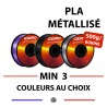 Lot de 3 bobines de filament 3D PLA Métallisé en 500g - Idéal pour test - couleurs au choix - 1,75mm
