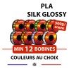 Lot de 12 bobines de 500g de filament pour imprimante 3D - PLA Silk Glossy - 1,75mm - couleurs au choix