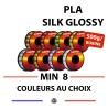 Lot 8 bobines de filament PLA Soyeux (silk glossy) - 500g - 1,75mm - couleurs sur mesure