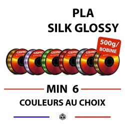 Lot de 6 bobines de PLA Silk glossy 500g (3 KG) - 1,75mm - couleurs au choix et variées