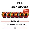 Lot de 6 bobines de PLA Silk glossy 500g (3 KG) - 1,75mm - couleurs au choix et variées