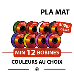 Lot de 12 bobines de filament pour imprimante 3D - PLA MAT - format 0,5kg - couleurs sur mesure - 1,75mm