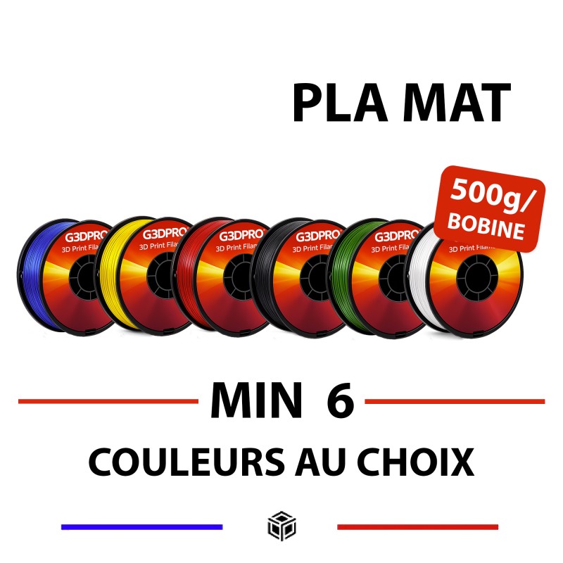 Lot de 6 spool de filament 3D FDM - PLA MAT format 500g - 1,75mm