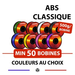 Pack de 50 bobines de 500g de filament pour imprimante 3D ABS - couleurs au choix  - 1,75mm
