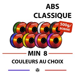 Lot de 8 bobines de filament 3D ABS pour imprimante 3D FDM - prix dégressif - couleurs au choix - 1,75mm