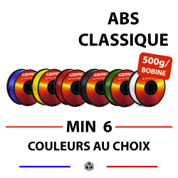 Lot de bobines d'ABS à composer soi même - 6x500g - couleurs au choix - 1,75mm