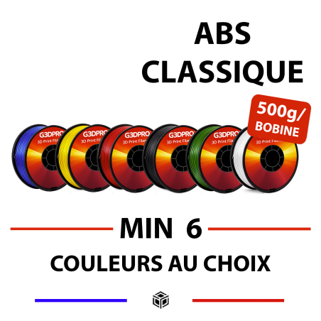 Lot de bobines d'ABS à composer soi même - 6x500g - couleurs au choix - 1,75mm