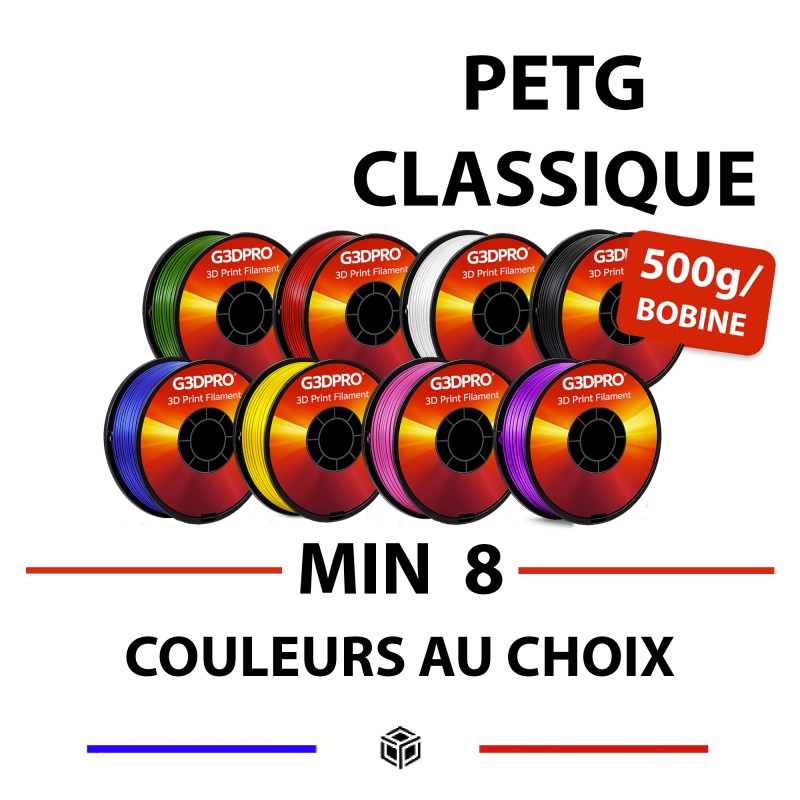 Pack de filament PETG avec couleurs au choix - 1.75mm - format 500g