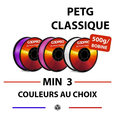 Lot de 3 bobines de filaments pour imprimantes 3D - PETG petit format - 1.75mm - couleurs au choix