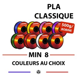 Pack de 8 bobines de 500g de filament pour imprimante 3D - PLA - 1,75mm
