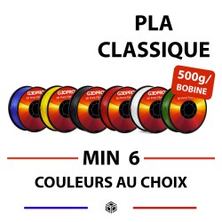 Lot de 6 bobines de 500g de filament PLA pour imprimantes 3D - 1,75mm - couleurs au choix