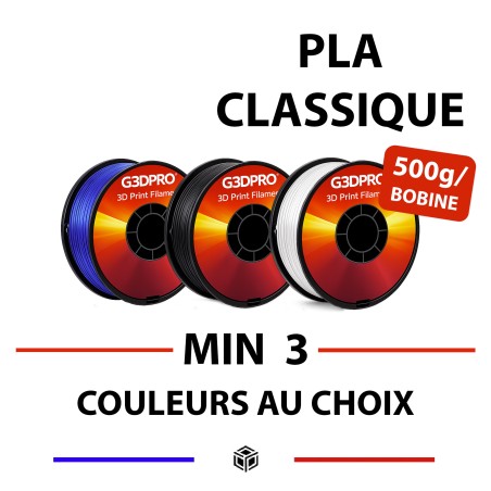 Lot de 3 bobines de filament pour imprimante 3D - couleurs au choix - 500g - 1,75mm