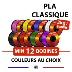 Lot gros volume pour professionnel - 12 bobines de 3 kg (36KG de matière) - PLA PRO - 1,75mm - Coloris sur mesure