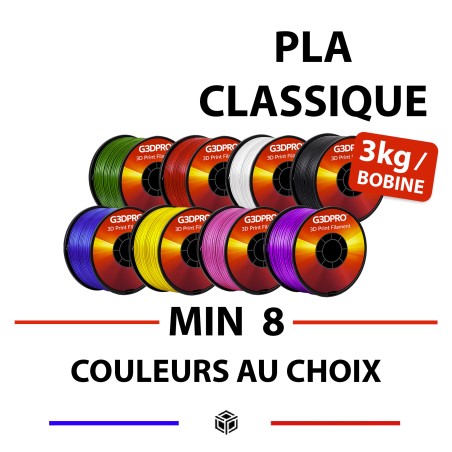 Pack 8 Bobines PLA Classique G3D PRO® 3kg 1,75mm | Grossiste 3D